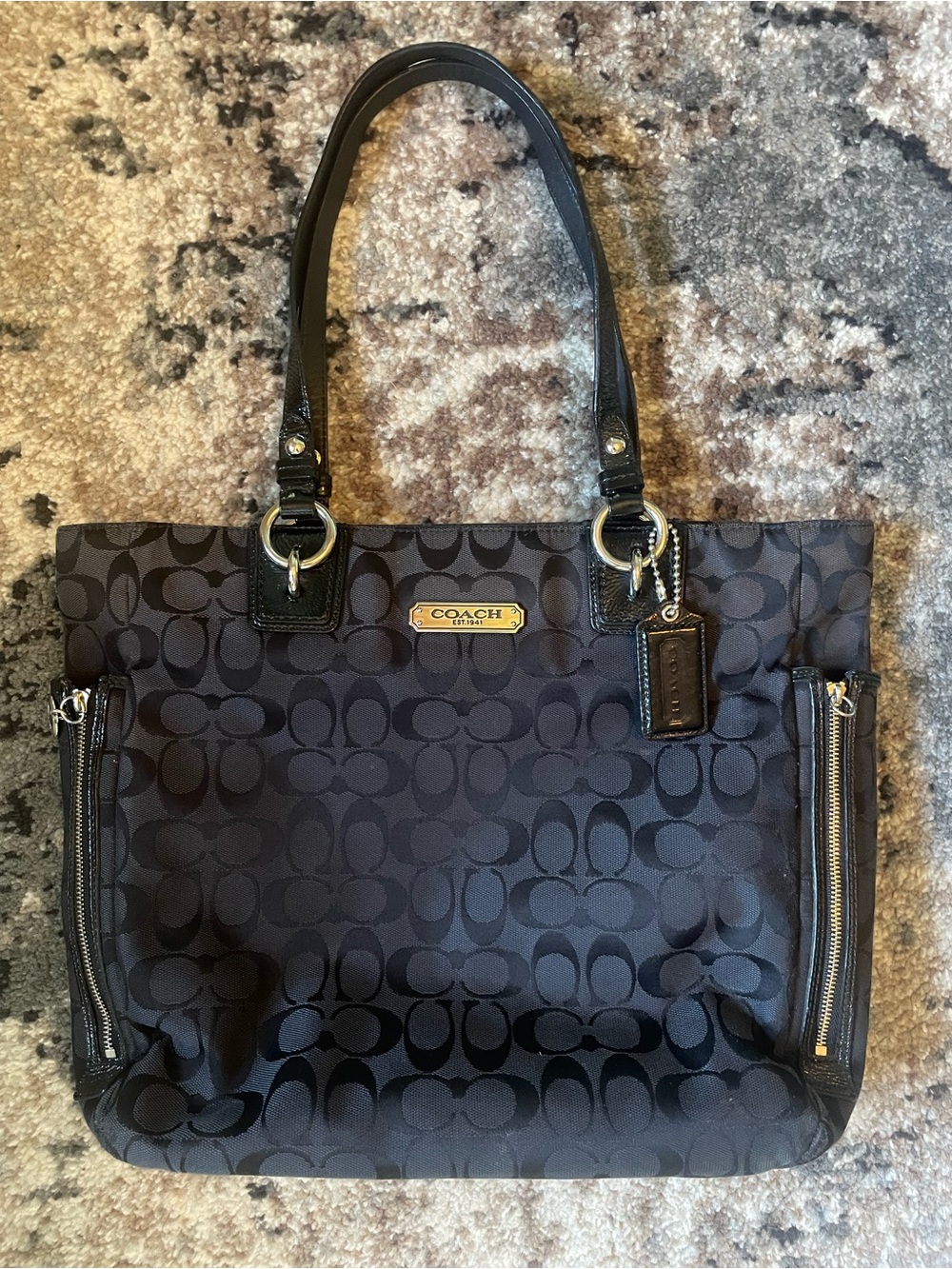COACH Gallery Signature Black Tote Bag